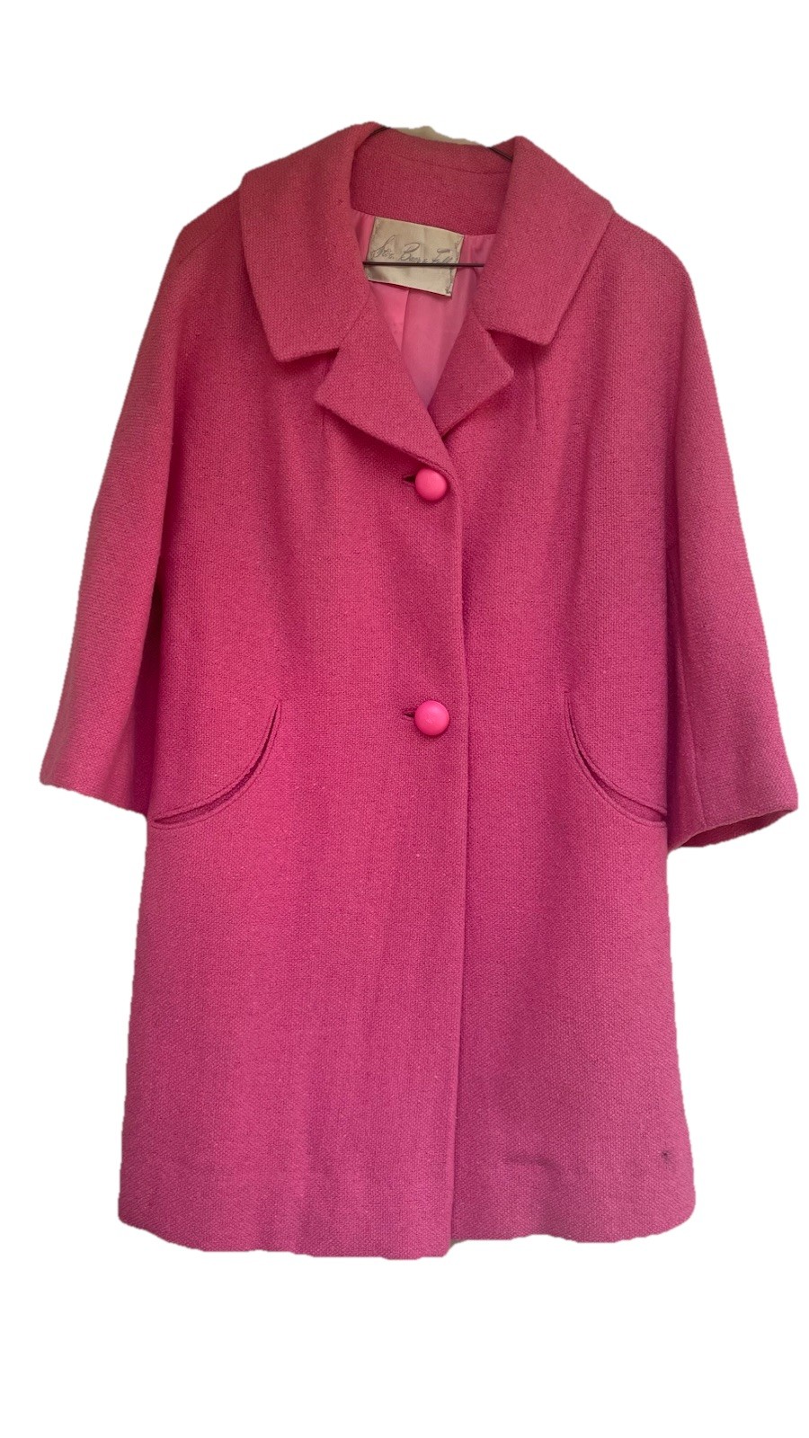 Zelinka-Matlick 50s Bright Pink Boucle Swing Coat Jackie O Barbiecore Elle Woods
