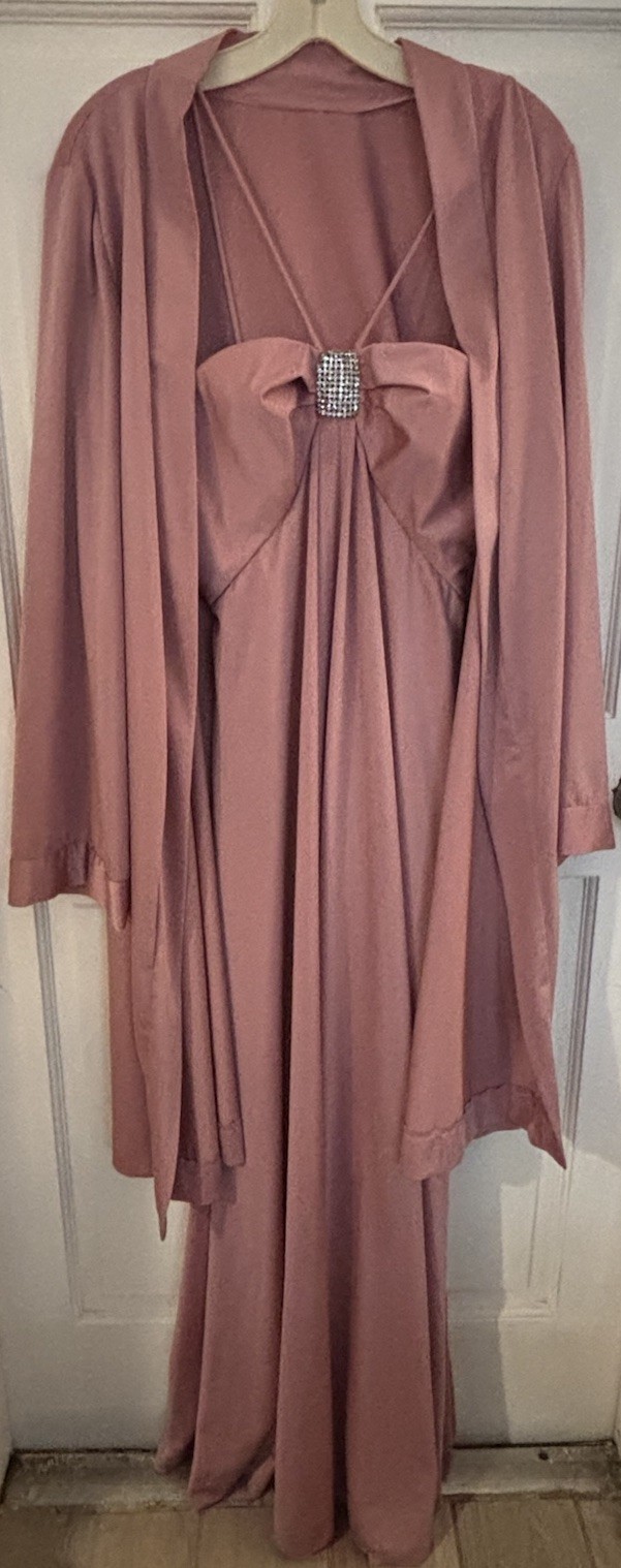 Vintage 70s Dusty Rose Dress With Duster Jacket M/L Rare And Stunning Mike Benet