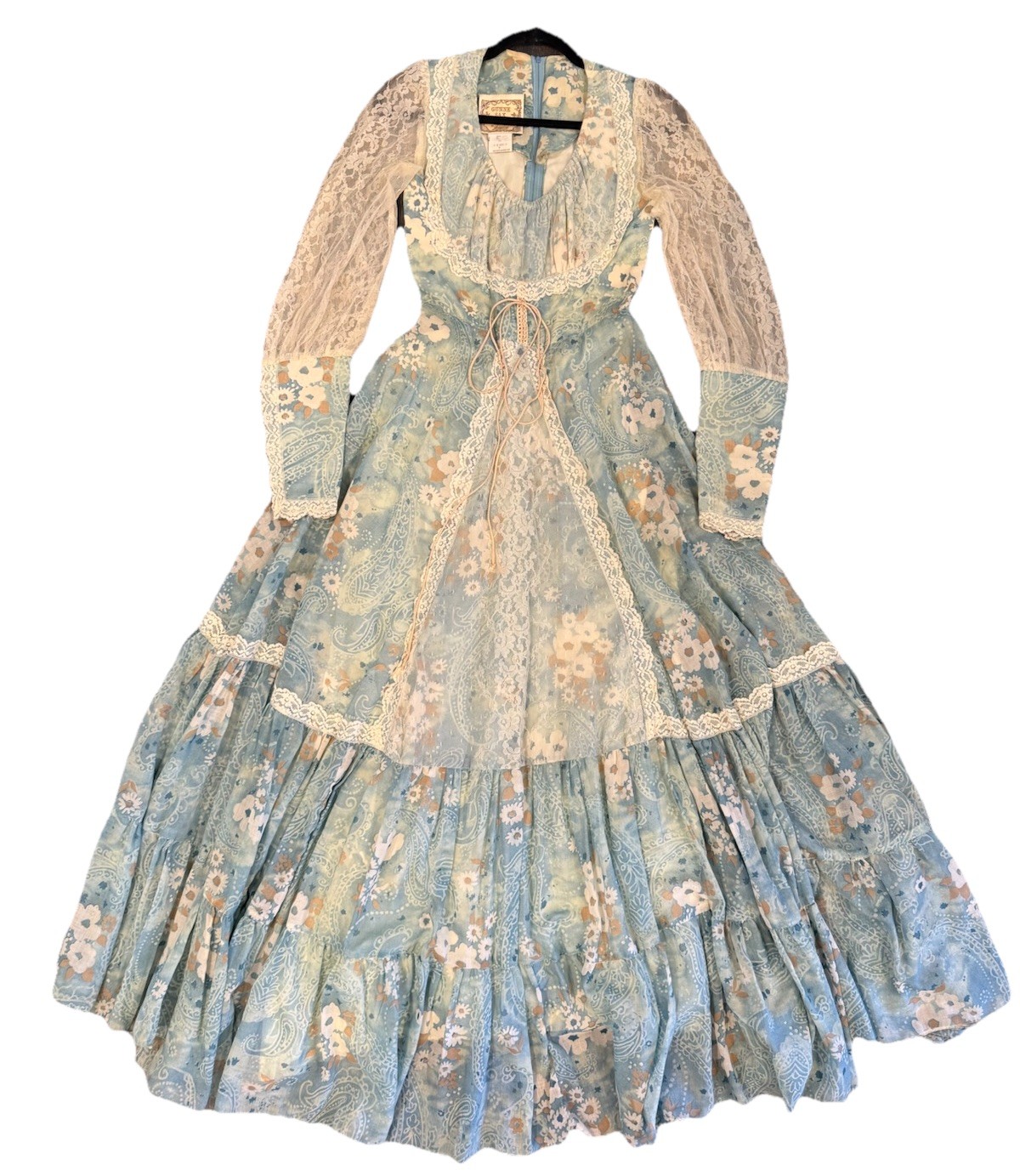 EUC!! 1970’s Gunne Sax Blue River Princess Maxi Dress Boho Prairie Hippie Sz 7