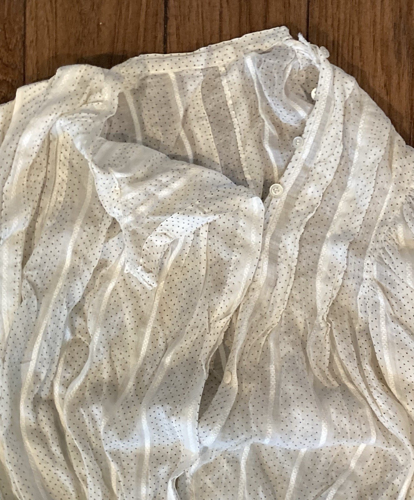 Vintage 1900s 1910s Victorian 2 pc dress thin cotton w dots pin tucks W 22