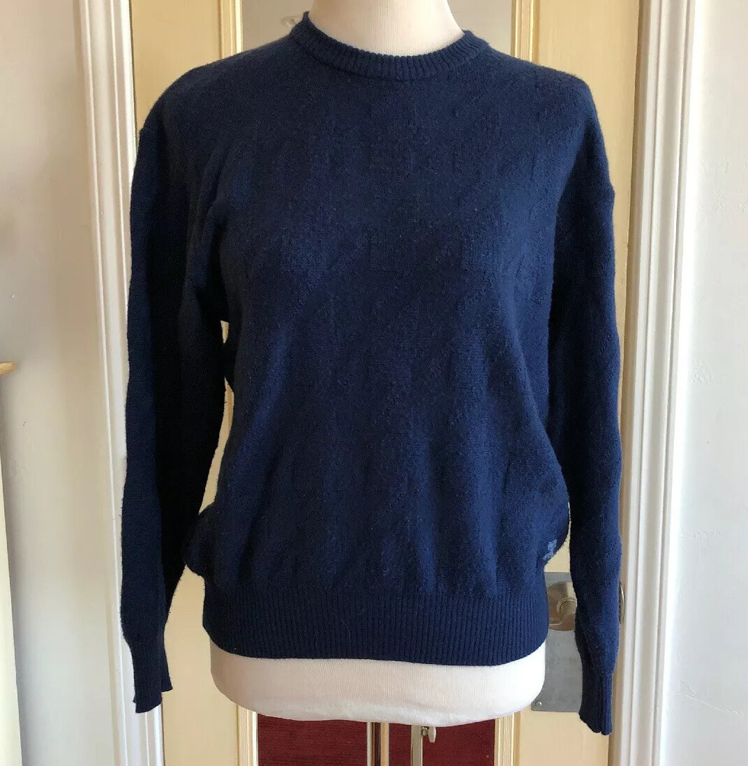Vintage Courreges Paris Womans Blue Crew Neck Sweater Taille C