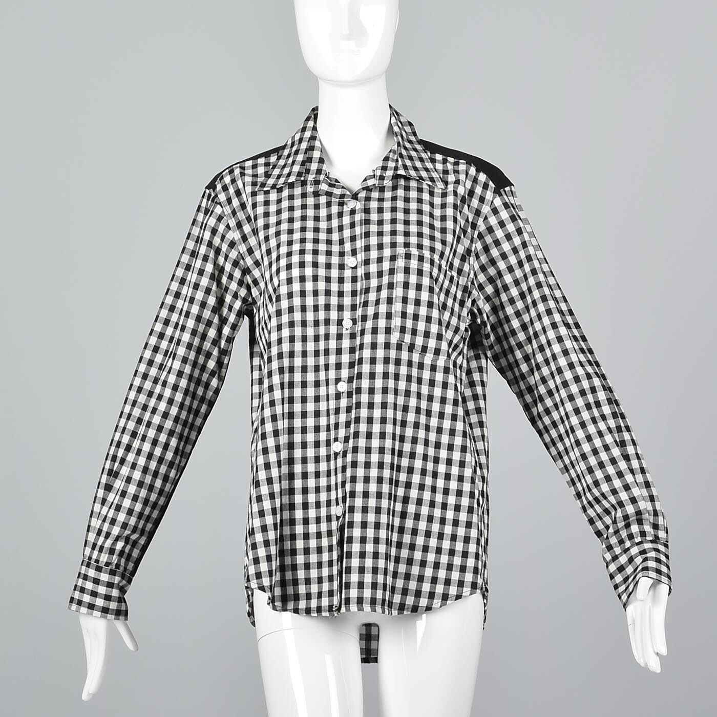 Comme des Garcons Black White Gingham Checker Oxford Shirt Cotton Button Down