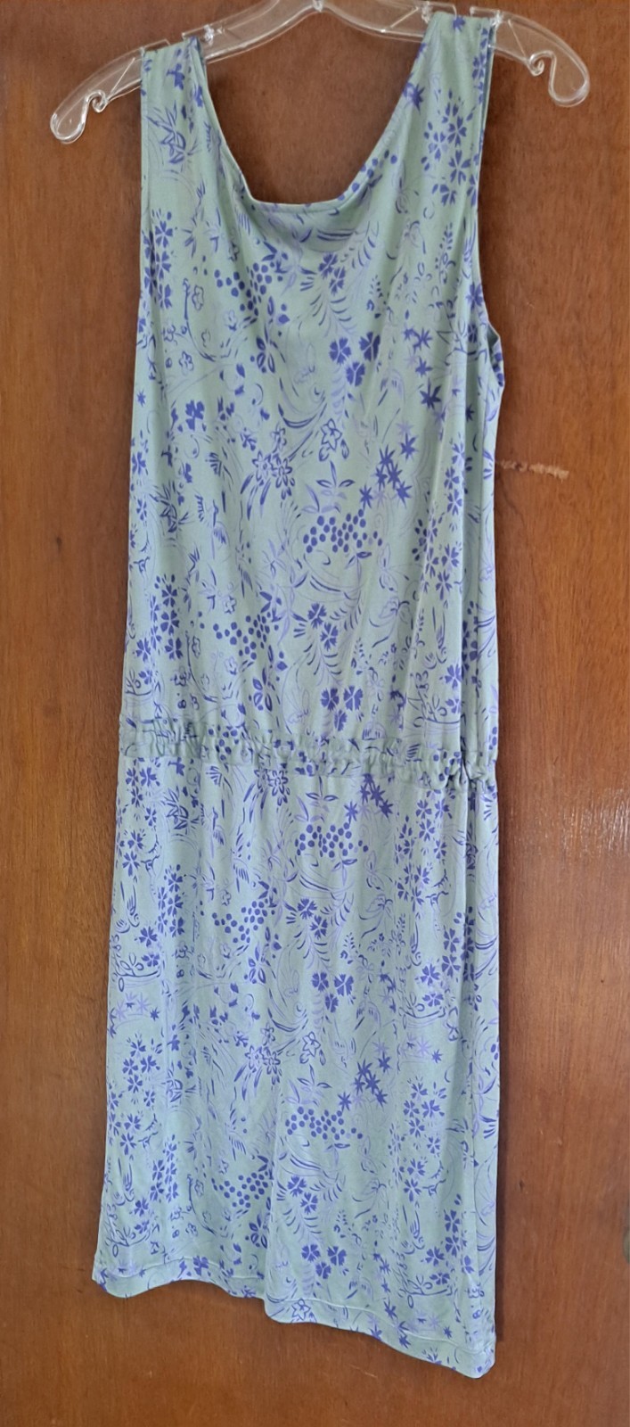 Vtg 80s Flora Kung Silk Jersey Mint Green/Purple Floral Print Sheath Dress 4/ XS