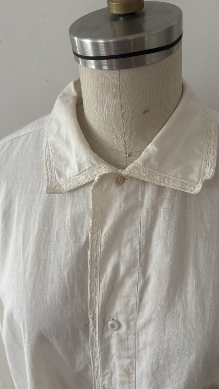 Antique Edwardian 1910s 1920s Cotton Night Shirt Dress Workwear Smock Oversized