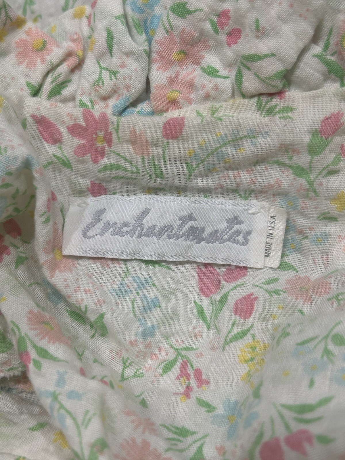 Vintage Cottagecore Floral Seersucker Housecoat Prairie Maxi Dress Ruffle M ^