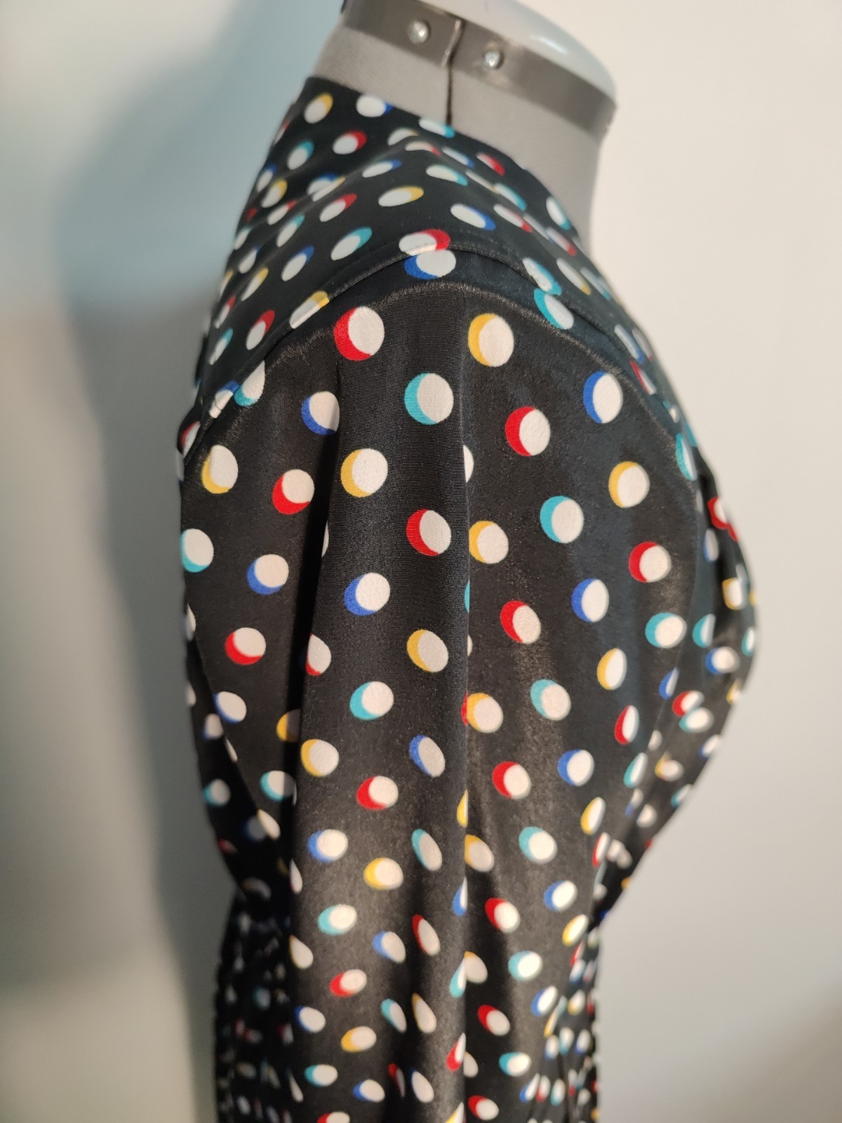 Vtg Leslie Fay 80’s Polka Dot Secretary Dress Sz M Career Shoulder Pads Pockets