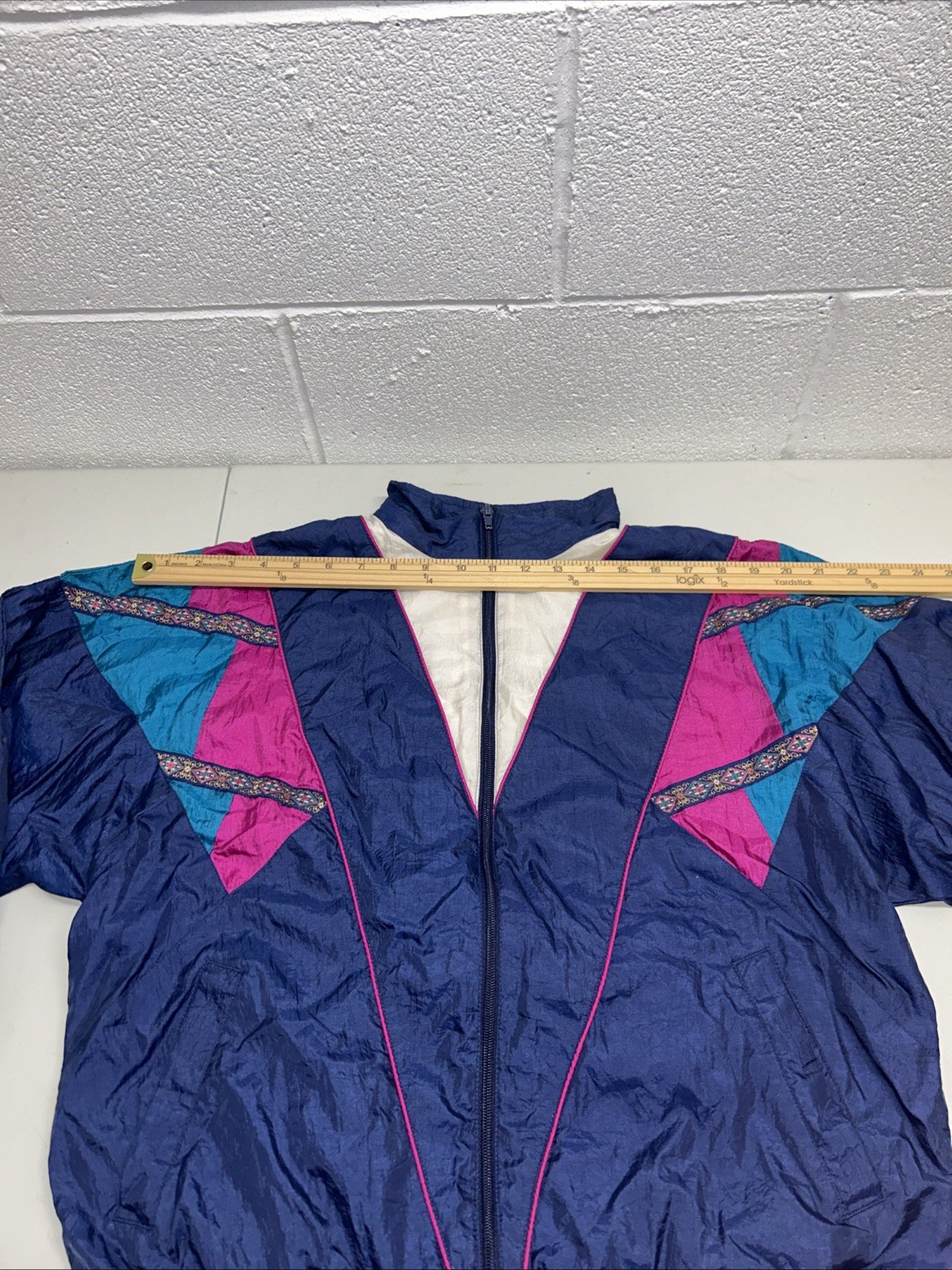 VTG 80S Polyester Windbreaker Size Medium Just For Petites Purple Color Block A2