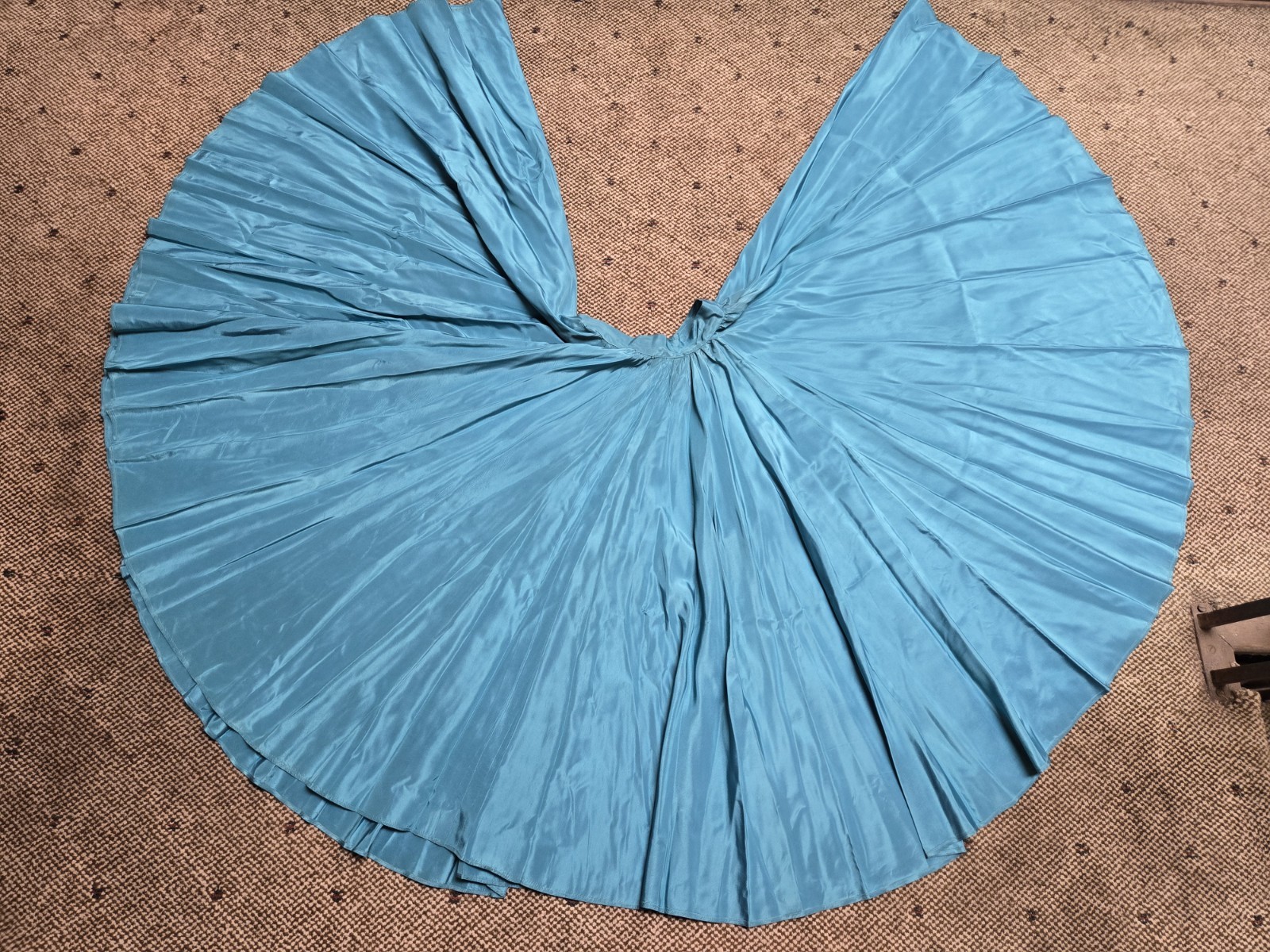 Vintage 30s 40s Turquoise Rayon Huge Sweep Circle Skirt High Waist Talon sz XS