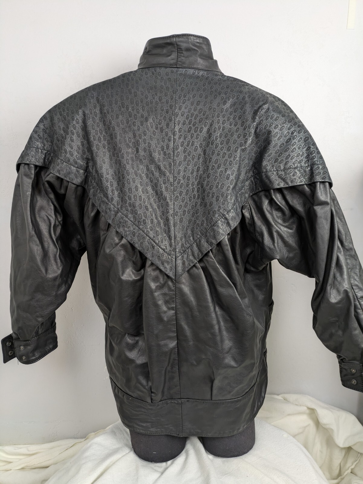 Womens Leather Leopard Print Black 80’s Jacket Size Med Bomber Biker Rocker
