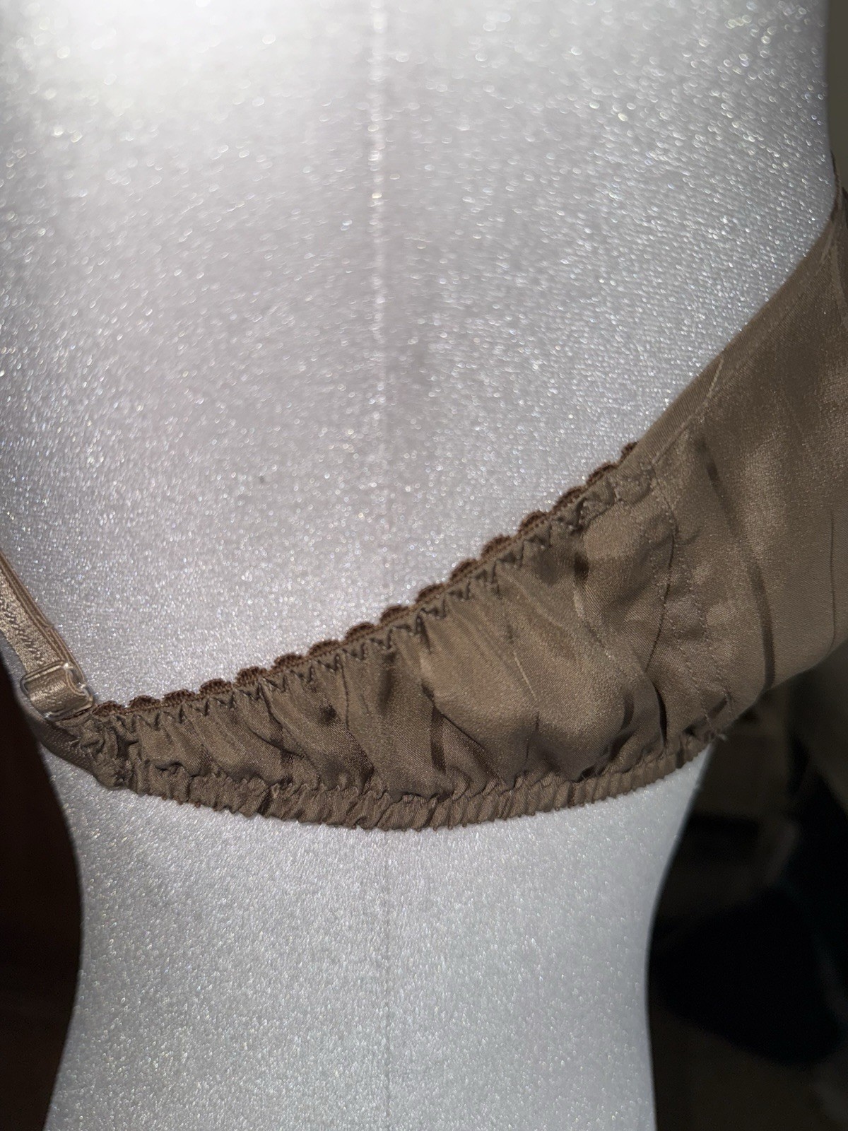 Vtg Vivine La Rinascente Bra 100% Silk M L Bralette Mocha Brown Stripe NOS