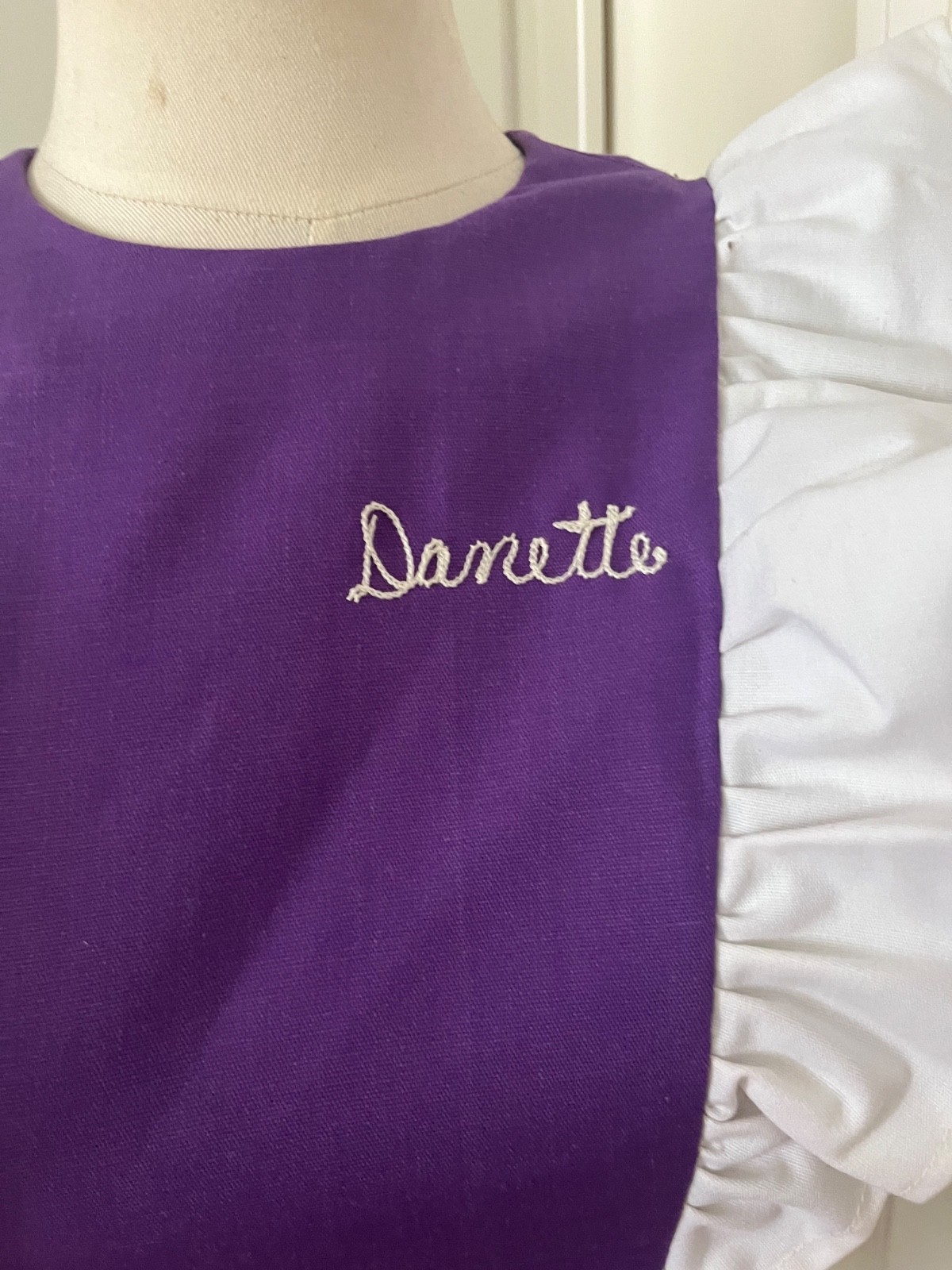 Vtg 1960s Waitress~French Maid Uniform Purple Authentic Embroidered Danette XS