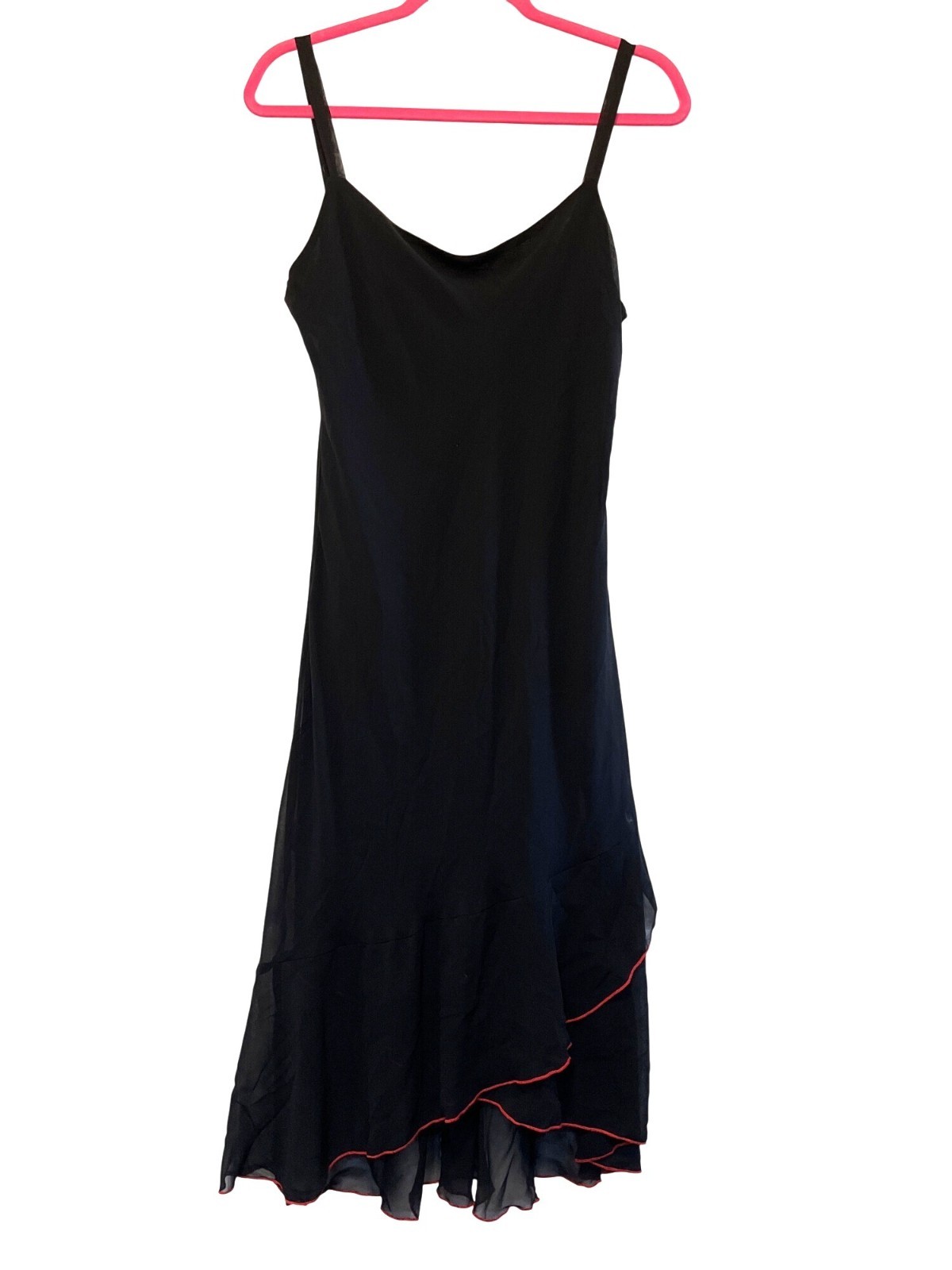 Vintage 1990’s Alyn Paige Juniors Black Maxi Dress Red Hemline Size 13/14 Asymme