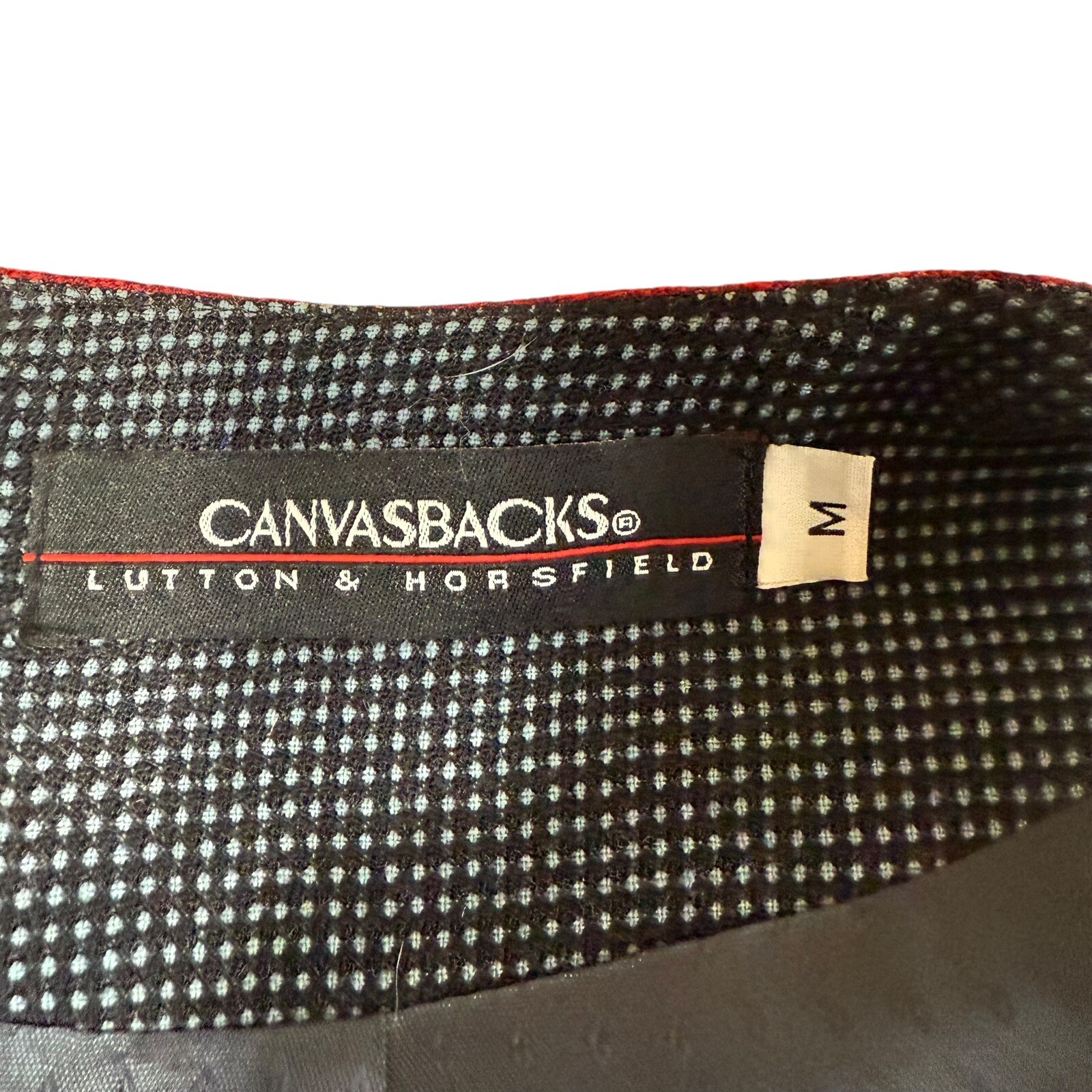 Vtg 80s 90s Canvasbacks Glutton Horsefield M Wool Silk Red Preppy Artsy Whimsy