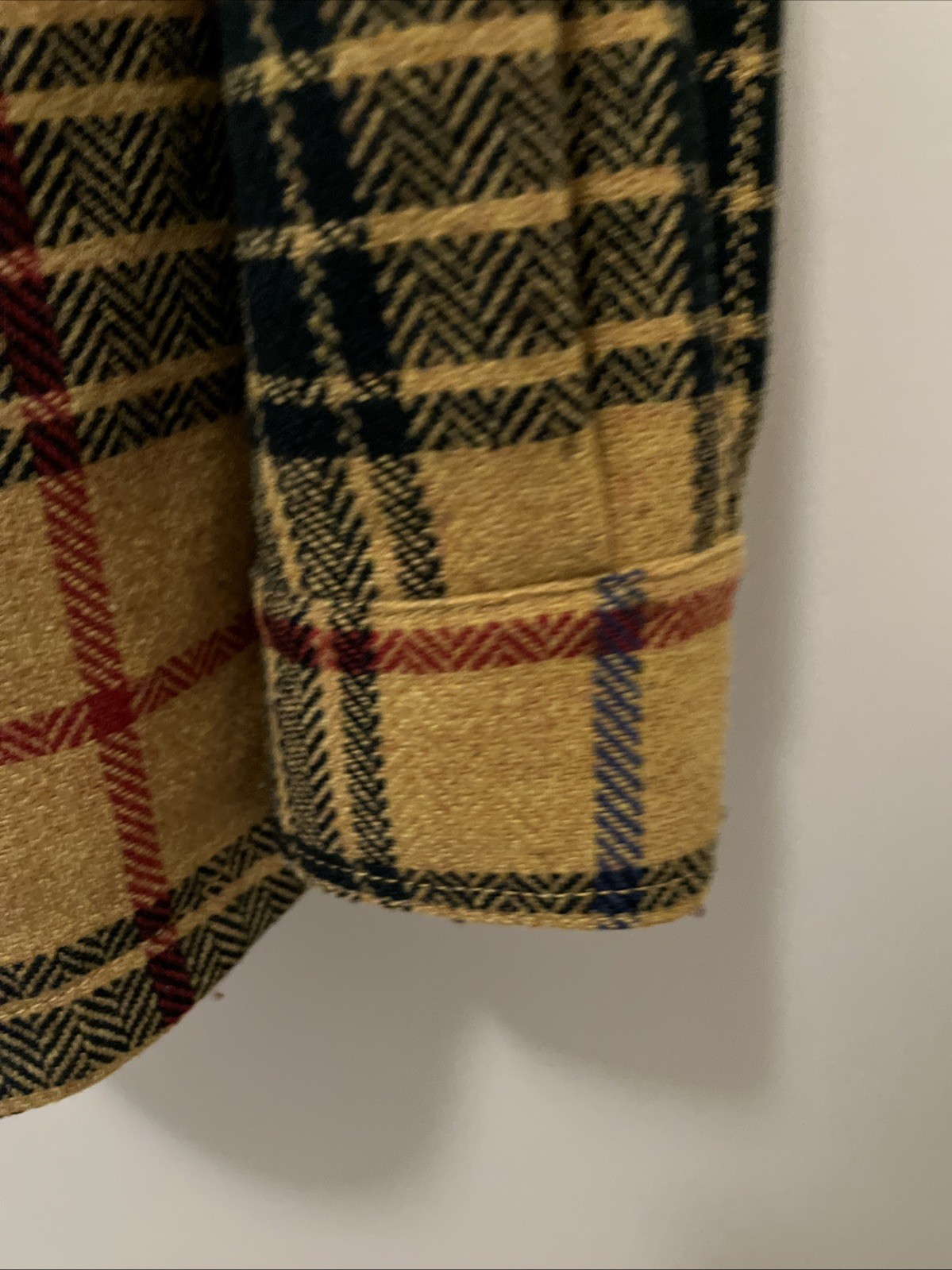 VINTAGE Les Copains Blue Eagle Yellow Plaid Jacket Italy Sz 42 Wool Blend Grunge