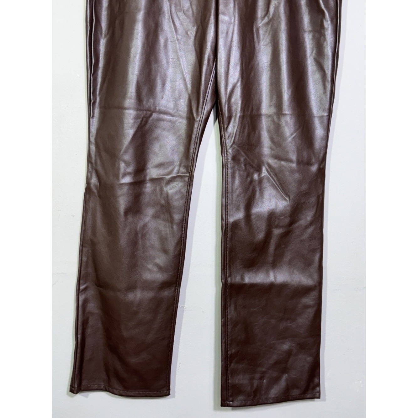 Old Navy Brown High Rise Boot-Cut Faux Leather Pants Sz 12 Tall Y2K Chic Fall