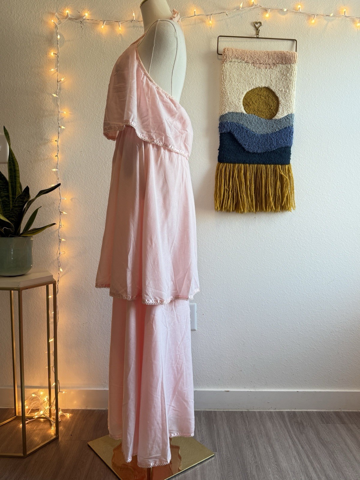 Trivia By Charm Of Hollywood Vintage Rare Pink Dress Gown Size S Maxi Ruffles