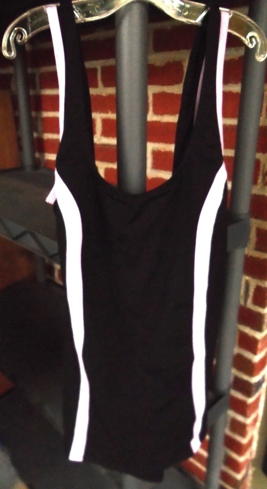 Ladies Speedo Size 12 Black Pink/White Stripes One Piece Bathing Suit ~ Preloved
