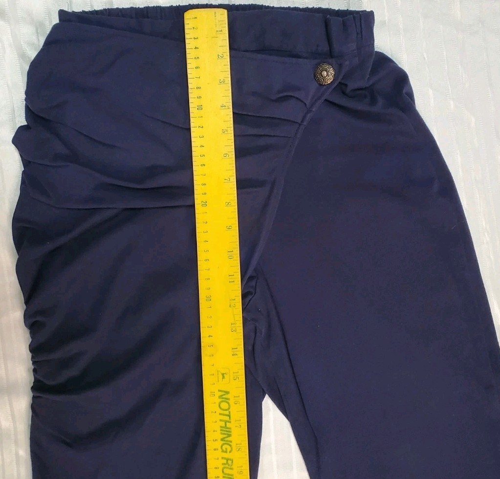 Vtg 80’s Fantaseas Collection Pants Juniors Size L Harem Ruched Flap Pants Navy