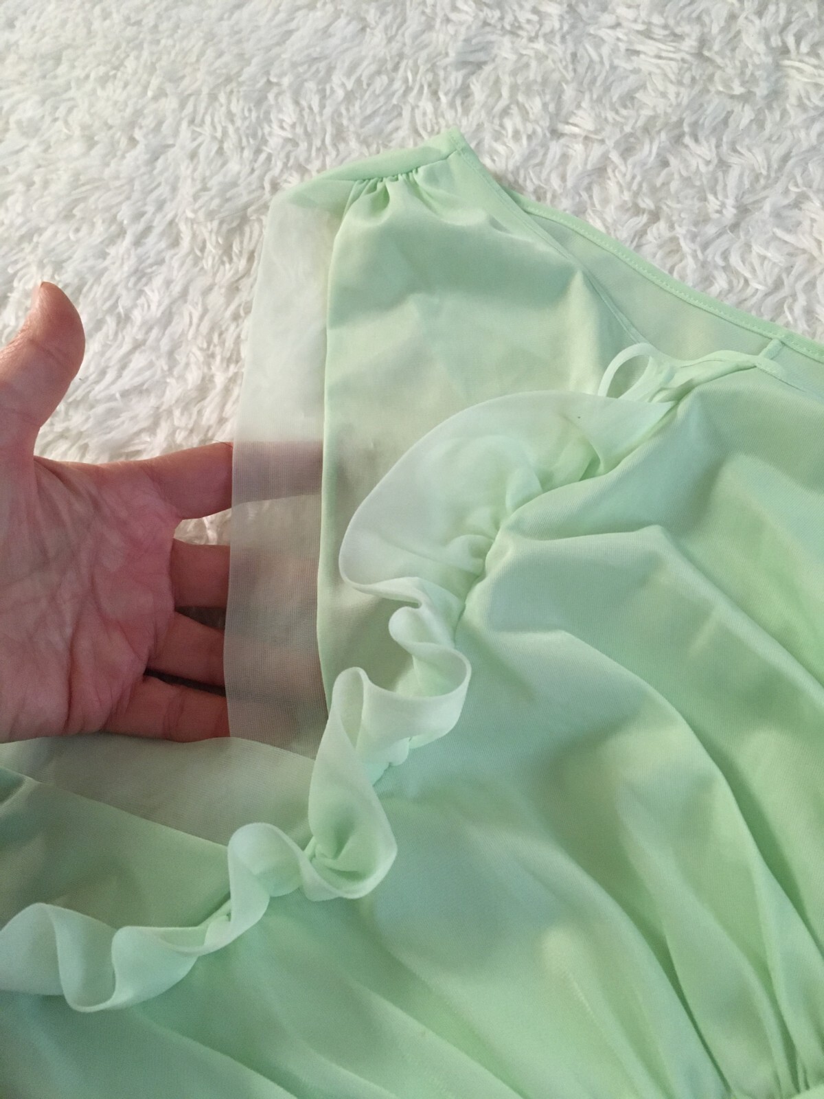 Vtg Long NIGHTGOWN +SLIPPERS Set Lot 34 Gown Mint Green Nylon