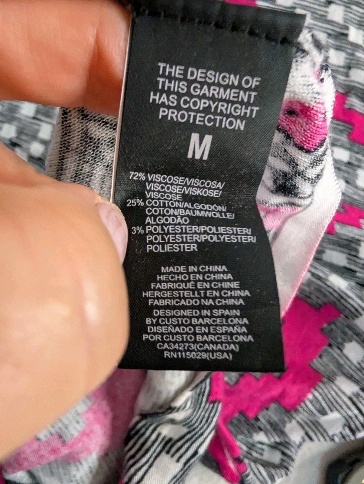 ​VINTAGE Custo Barcelona Graphic Dress M Cyber Geometric Pink Mini Minor Flaw