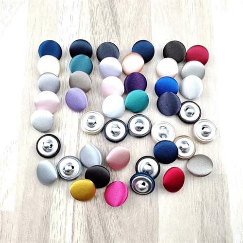 10 Pcs Satin Covered Metal Shank Buttons Cloth Buttons for Wedding 11.5mm Black