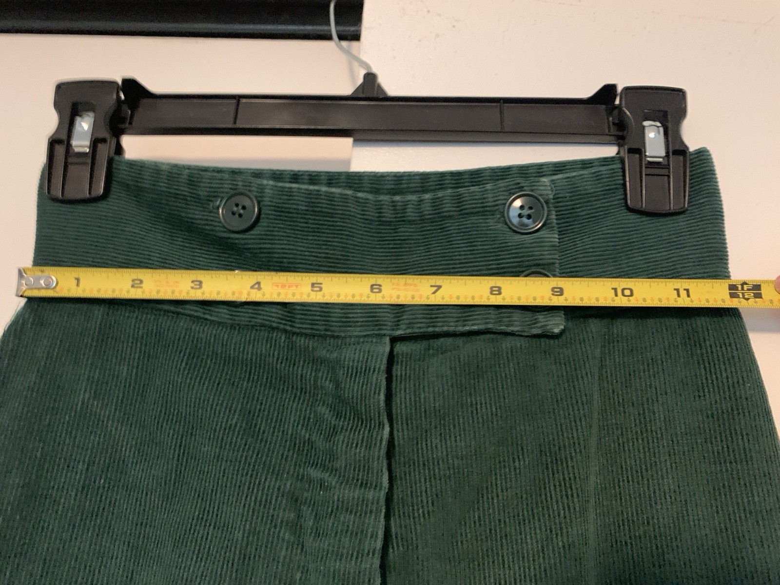 Vintage 60s/70s Green Corduroy High Waist Wide Leg Bell Bottom Pants | 24” Waist