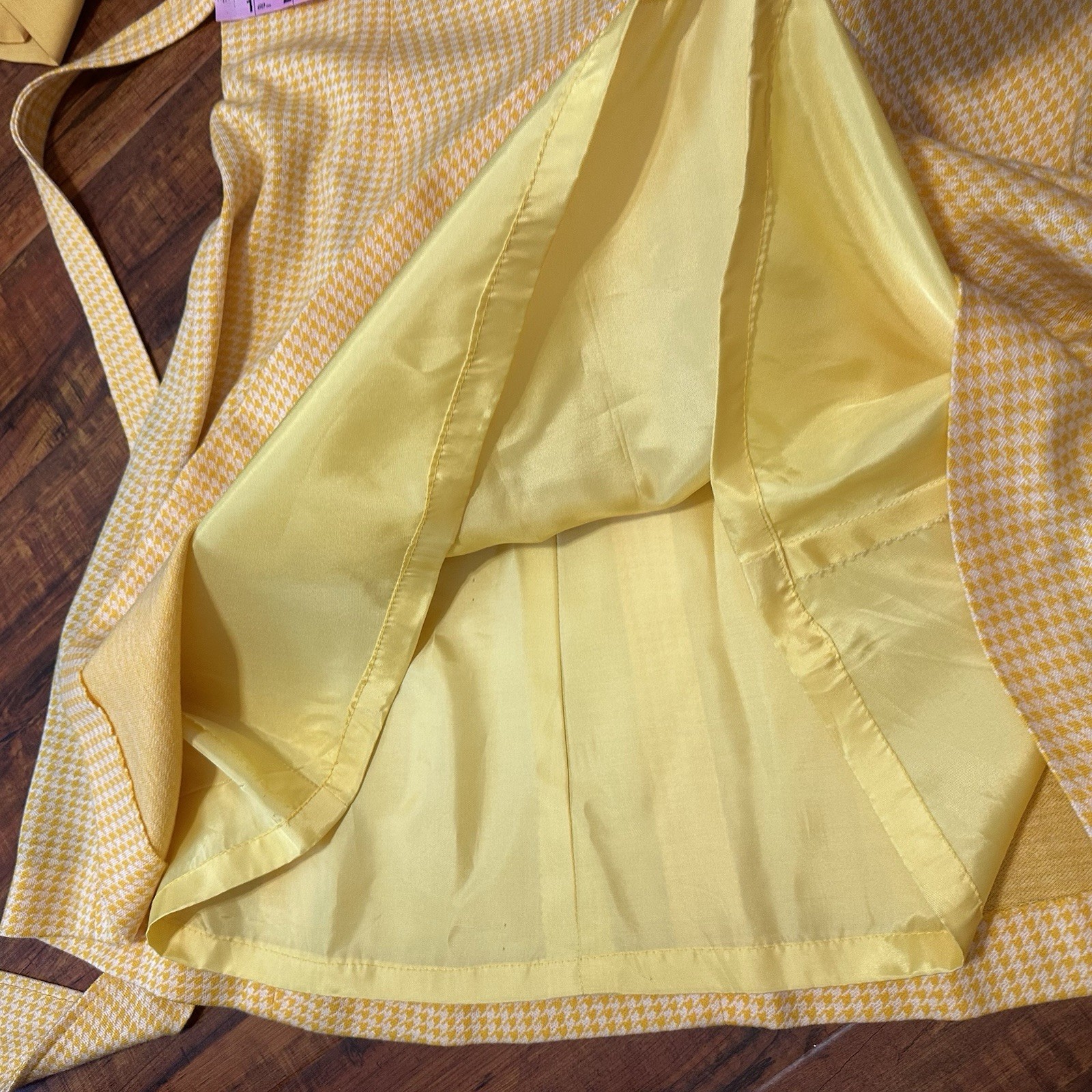 Deadstock 70s Vintage Dacron Houndstooth Dress Mustard EU 40 Fall Cottagecore