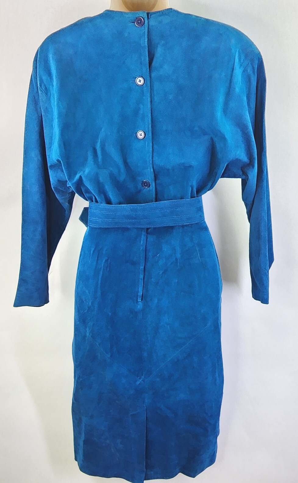 Vintage Pia Rucci Dress Womens 8 Turquoise Suede Leather Deadstock w/tags