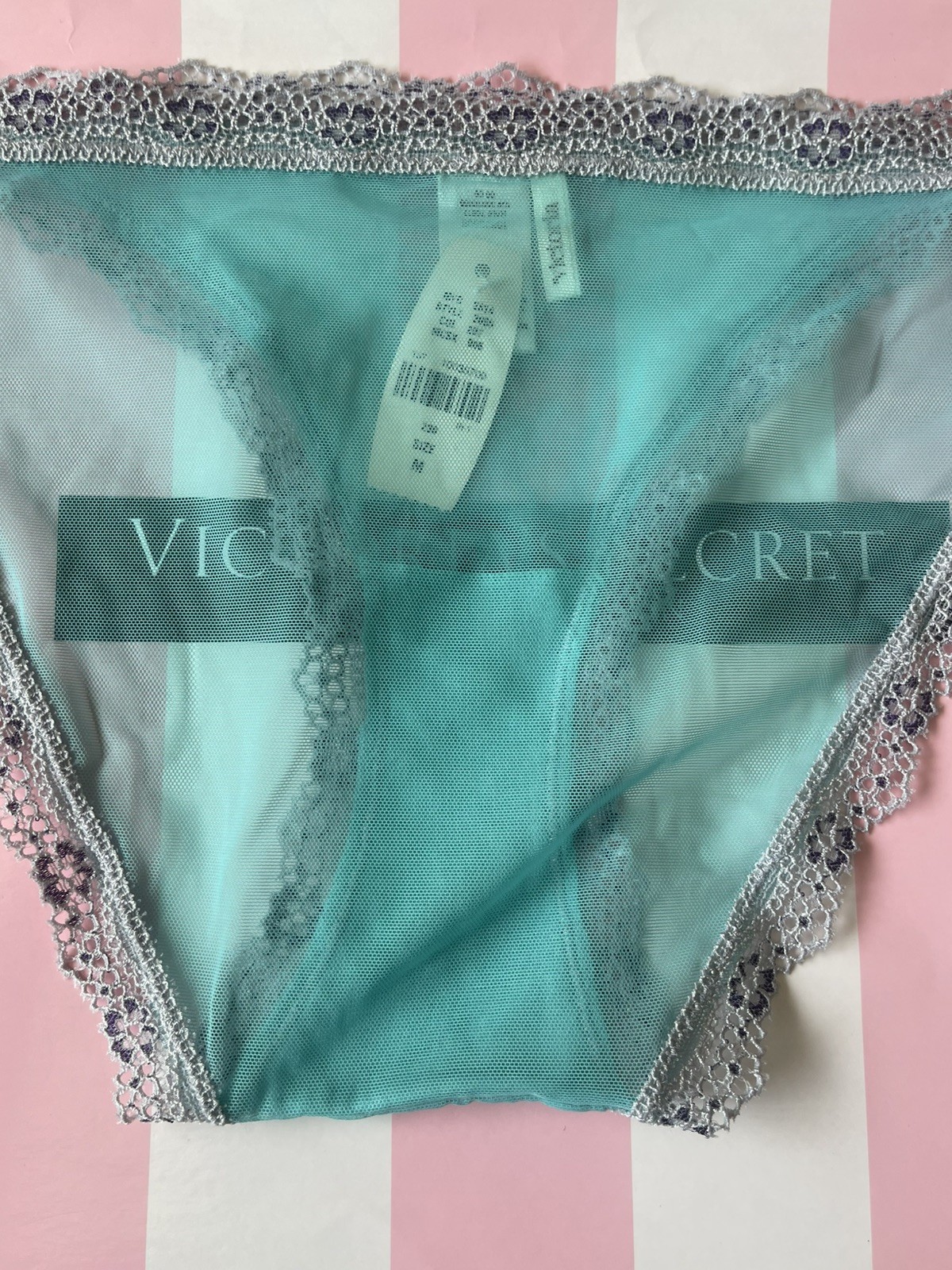 NWT VTG 2009 Victoria’s Secret Mesh Bikini, Aqua Blue Medium