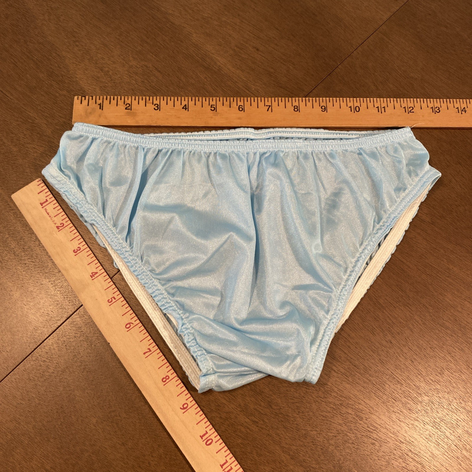 VTG Blue Nylon Babydoll Ruffled Nightie Granny Pantie Set NOS Sz.M (Lg. Panty)