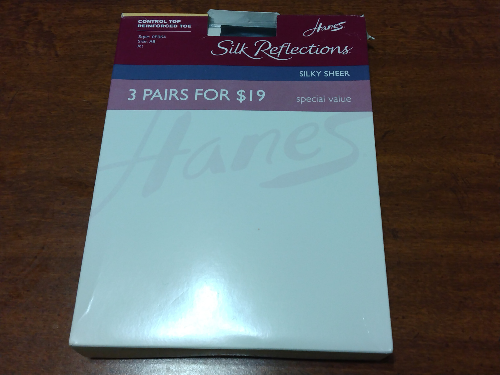 VTG Hanes Silk Reflections 3 Pack Pantyhose Control Top RT Sz AB Jet Black NOS