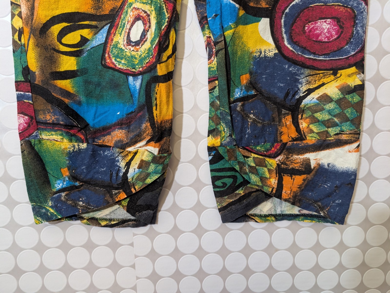 Vtg 80s 90s Abstract Art Pants Harem Slouchy Multicolor Tulip Cuff Geometric…