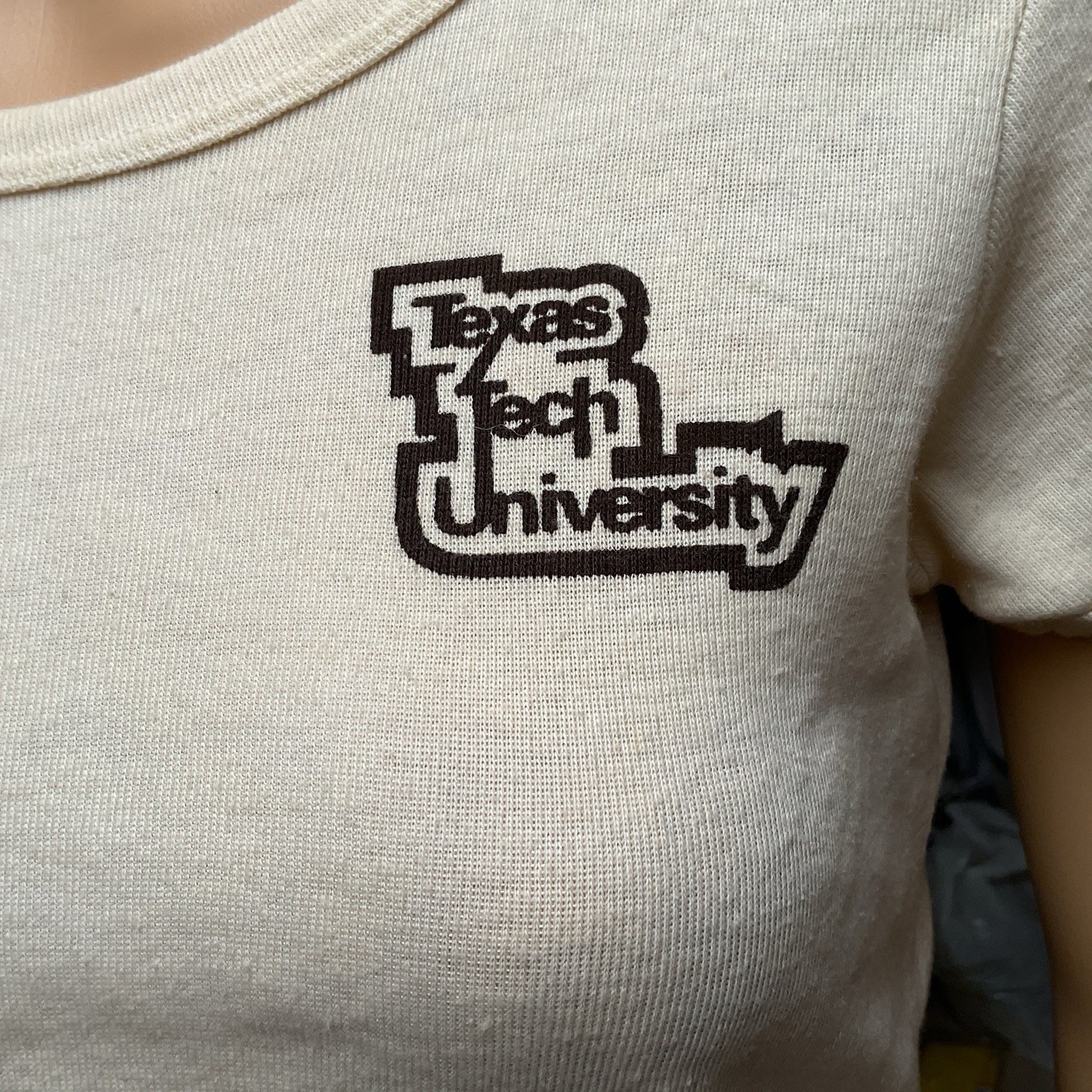 70s Collegiate Pacific Texas Tech Midriff T Shirt University Sports Fan Vintage