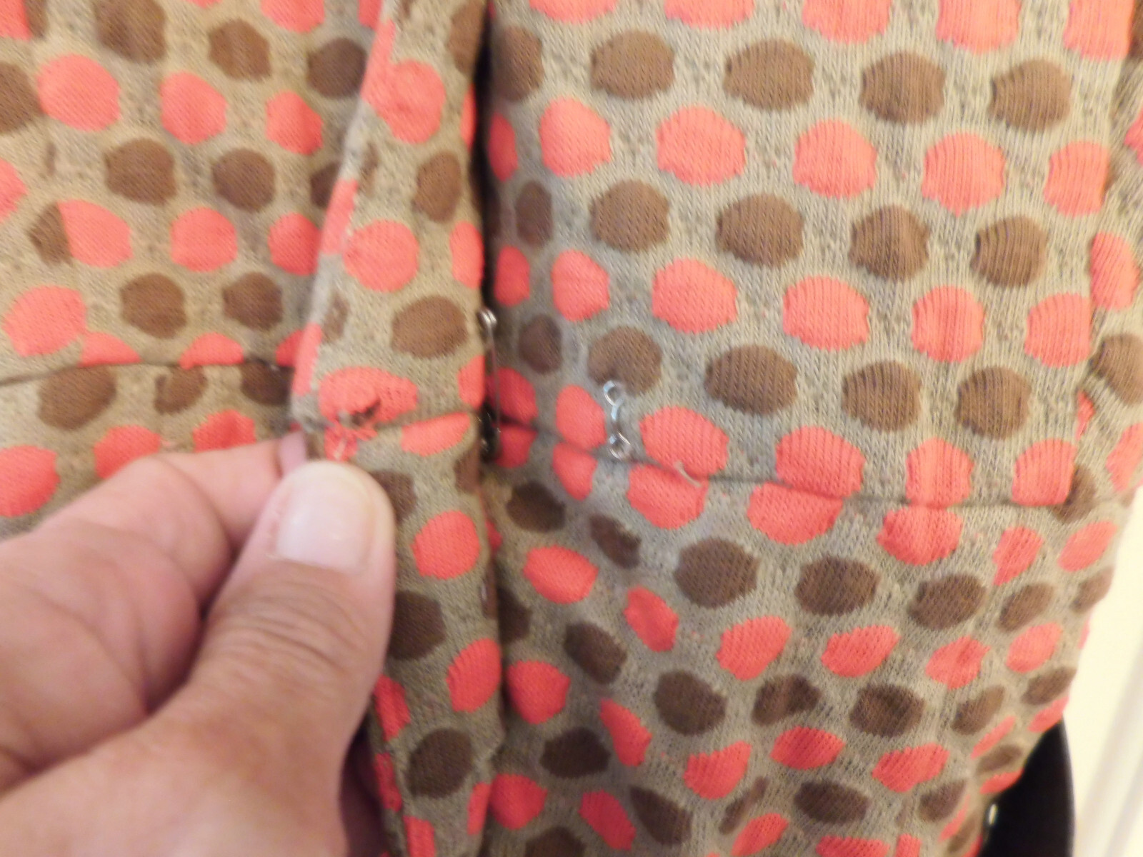 Vtg FAB Dress 60’s Button Front Bennett of Miami Brown Orange Polka Dot Belt S