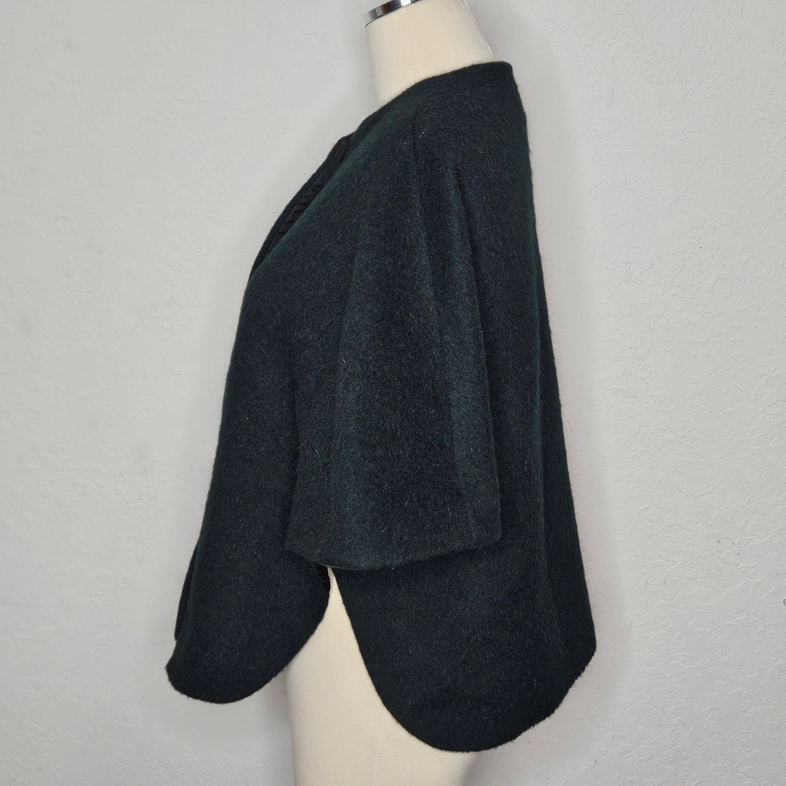 Vintage King Of The Ponchos Wool Cape Dark Green Jacket Gold Crest Buttons