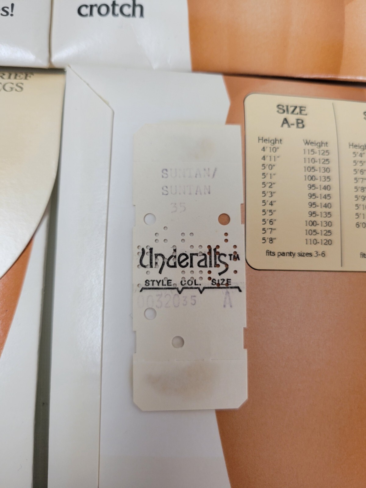 Vtg 1980 NIP 6 Prs Underalls Pantyhose Brief Panty Sandalfoot Suntan 320 Sz A-B