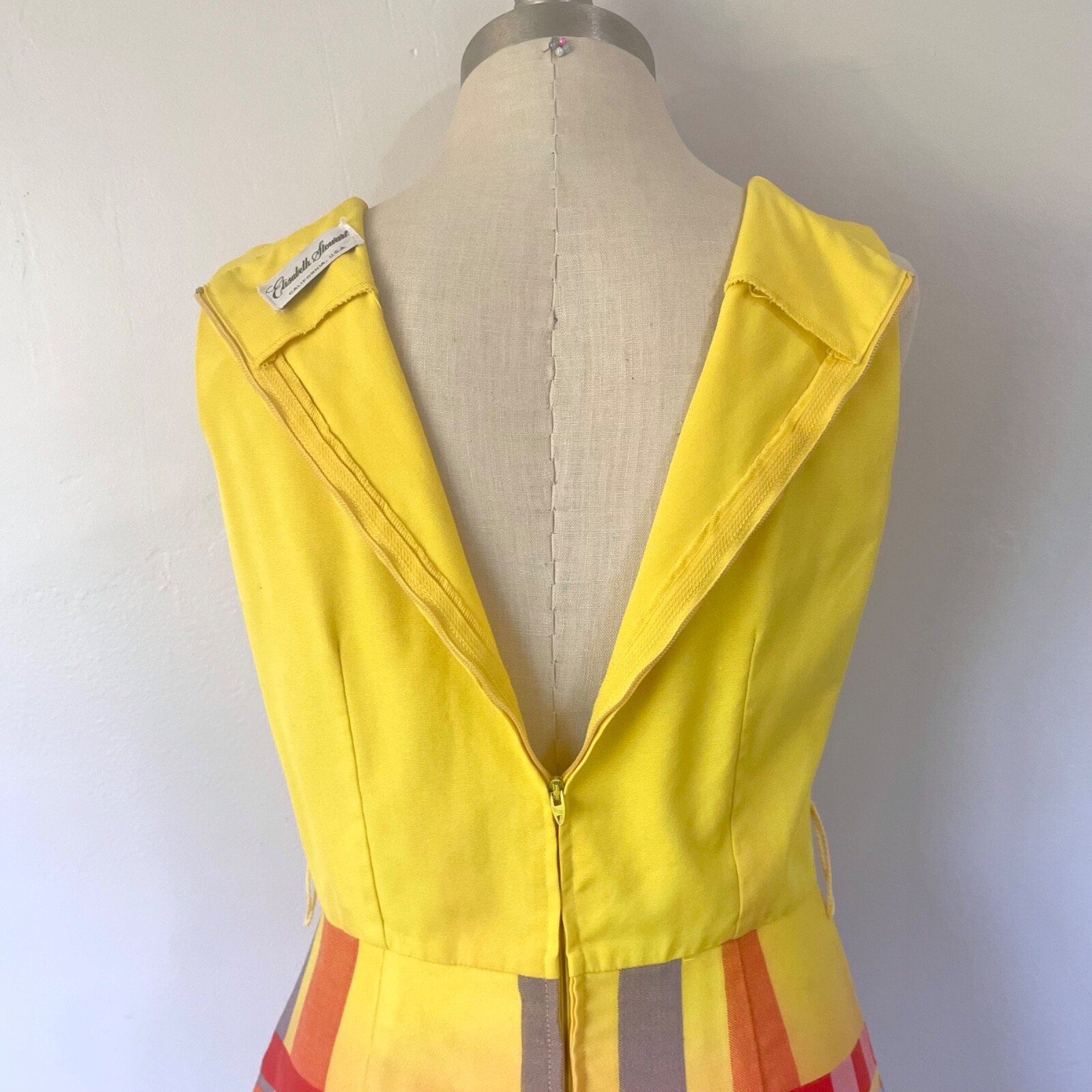 Vintage 60s Elizabeth Stewart Dress Culotte Skort Romper Yellow Plaid Size S/M