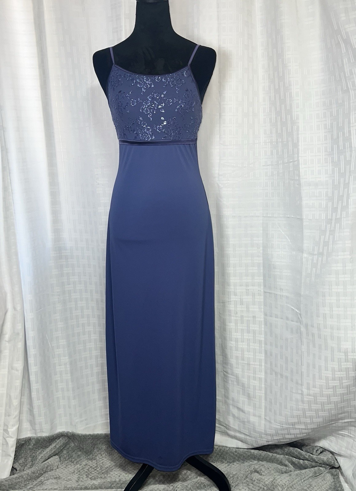 Vintage Byer Too California Maxi Slip Dress S Purple Glitter Floral Made USA