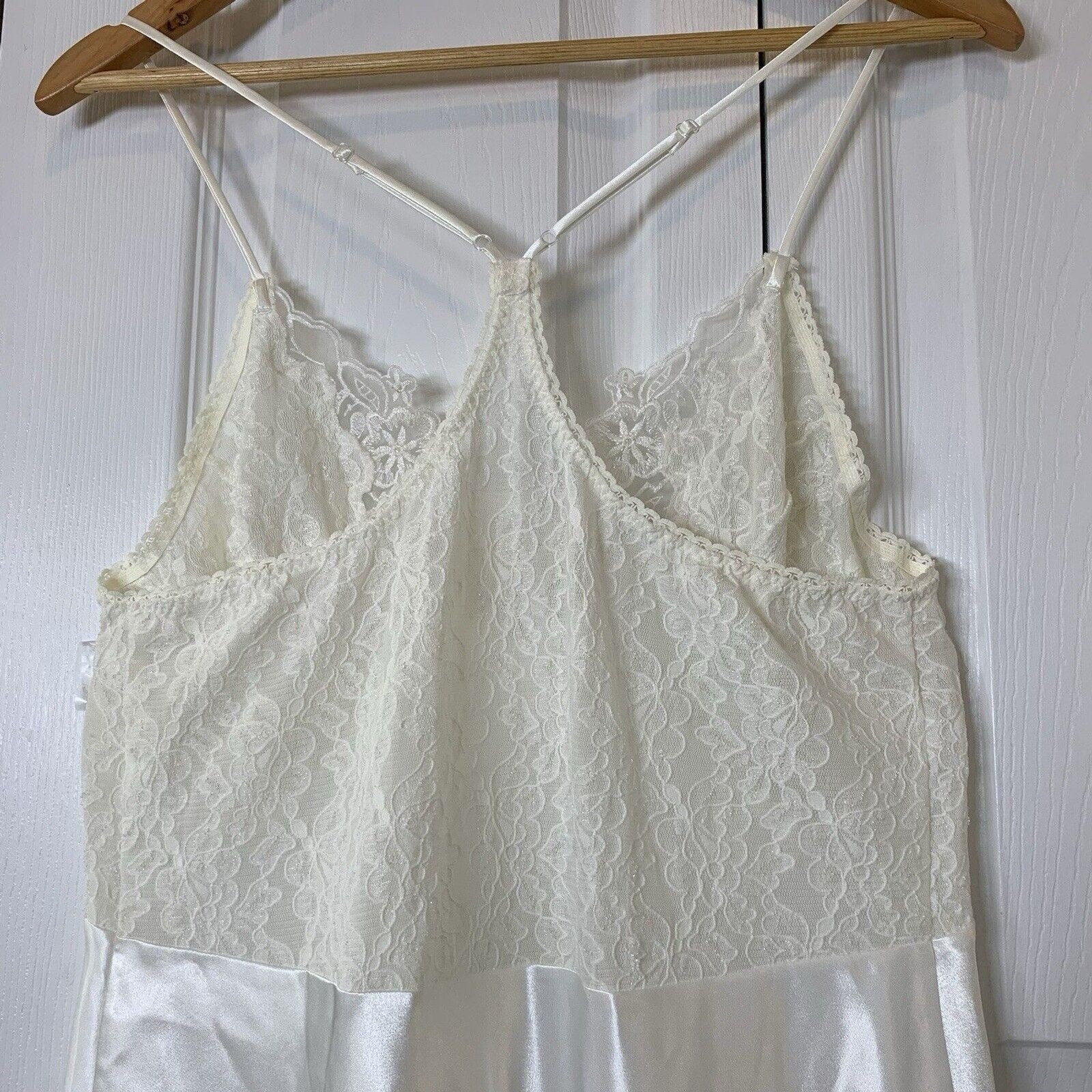 Avon Intimates 2Pc Lingerie Maxi Slip Dress Lace Pearls Sheer Topper 1X VTG 90s