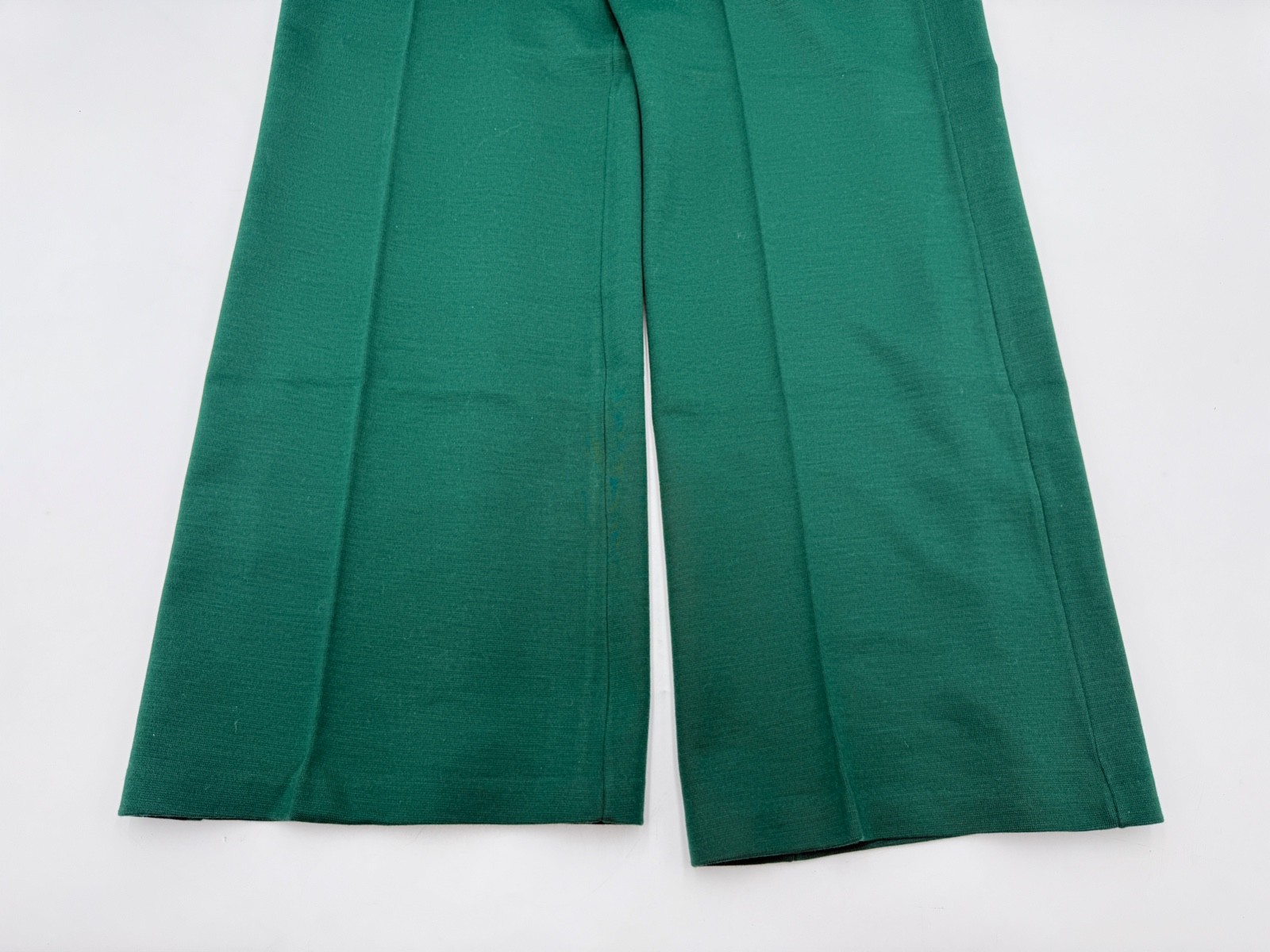 Vintage Womens 1970s Bell Bottom Pants Stretch Waist Polyester Knit Size 18