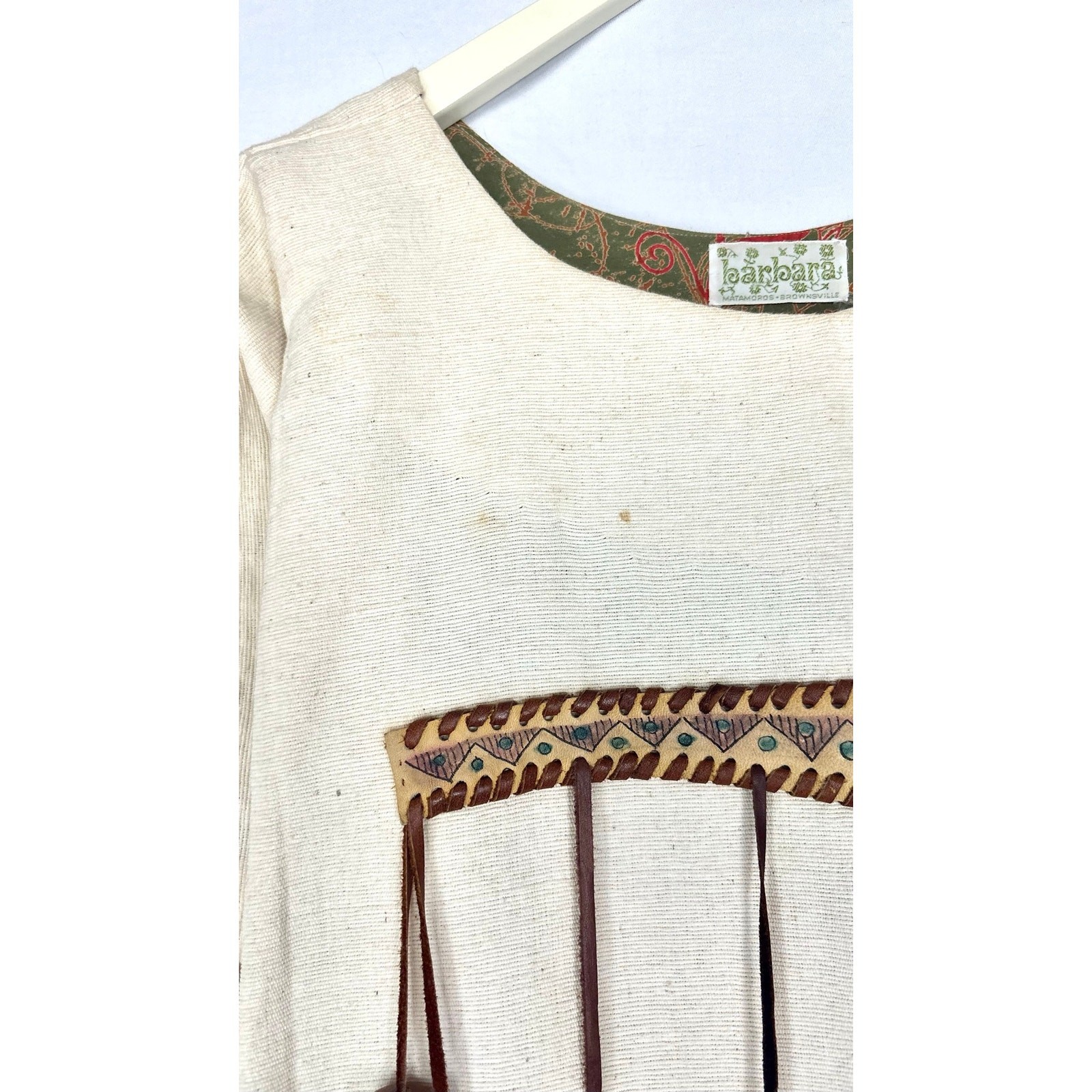 Vintage 1970s Barbara Matamoros Canvas Cape Dress African Barkcloth Print