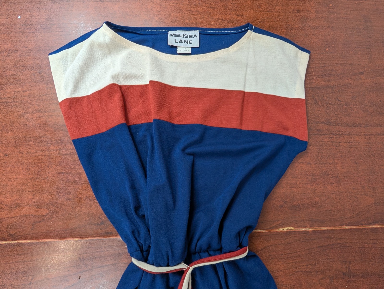 Vtg 60s 70s Long Dress Mod Melissa Lane Retro Bold Orange Blue Color Block Sz 8