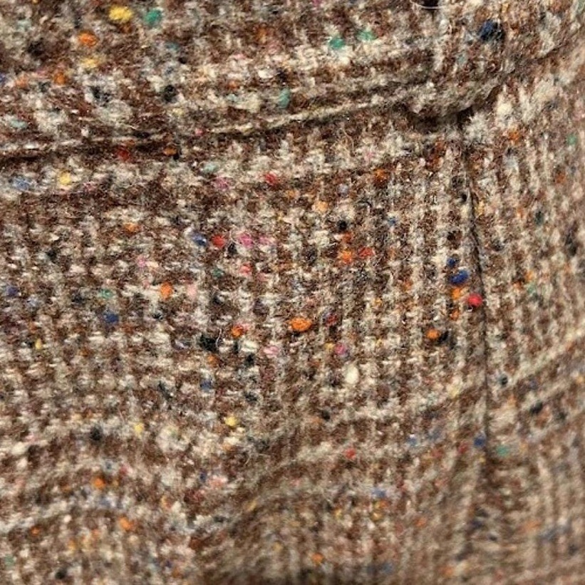 70’s Vintage Brown Tweed Glen Plaid Pencil Skirt Multi Color Confetti Fleck Midi