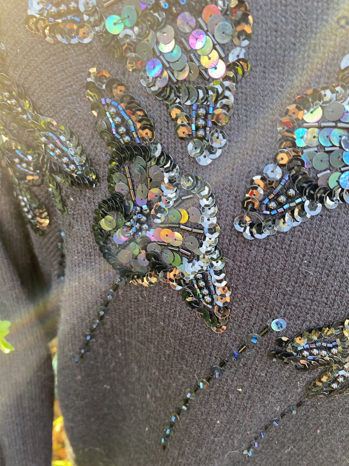 VINTAGE Black SEQUIN SWEATER 1980’s Angora Blend 42 Inch Bust