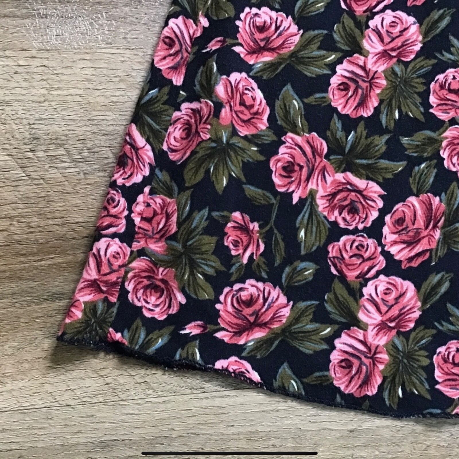 Vintage Y2K Floral Dress Size 12 Mini Rose Tie Front Black Pink Green 1990s