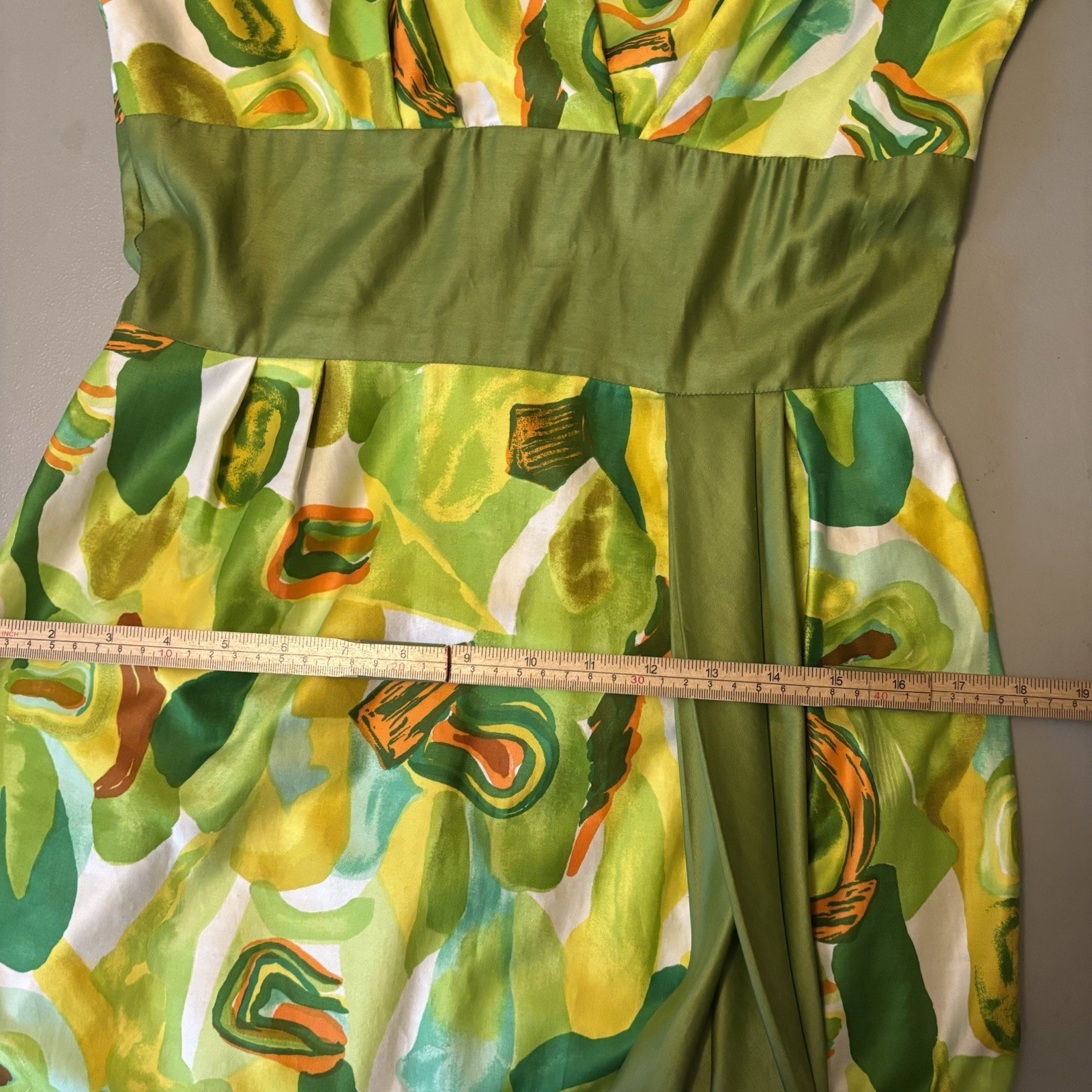 Vintage 1960s Penelope’s Honolulu Hawaiian Barkcloth Abstract Floral Dress Sz 14