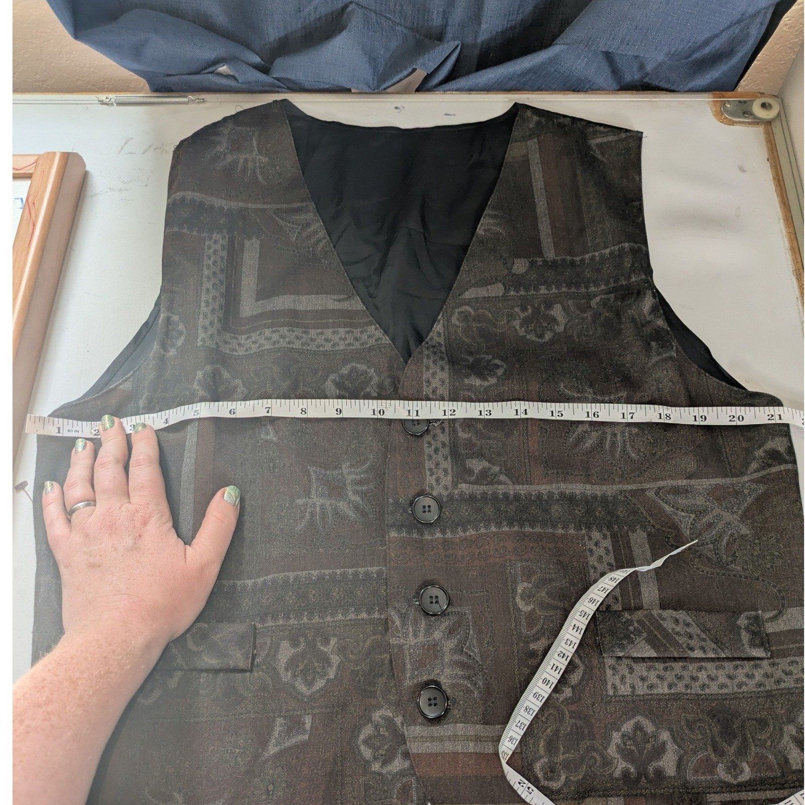90s Dark Academia Tapestry Vest Buckle Back M Fits L/XL