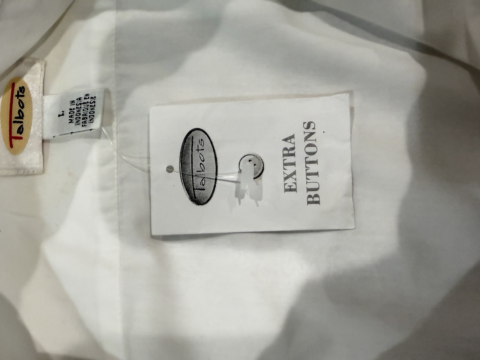 Talbots Vintage White Collared 3/4 Length Sleeve Button Closure Size L