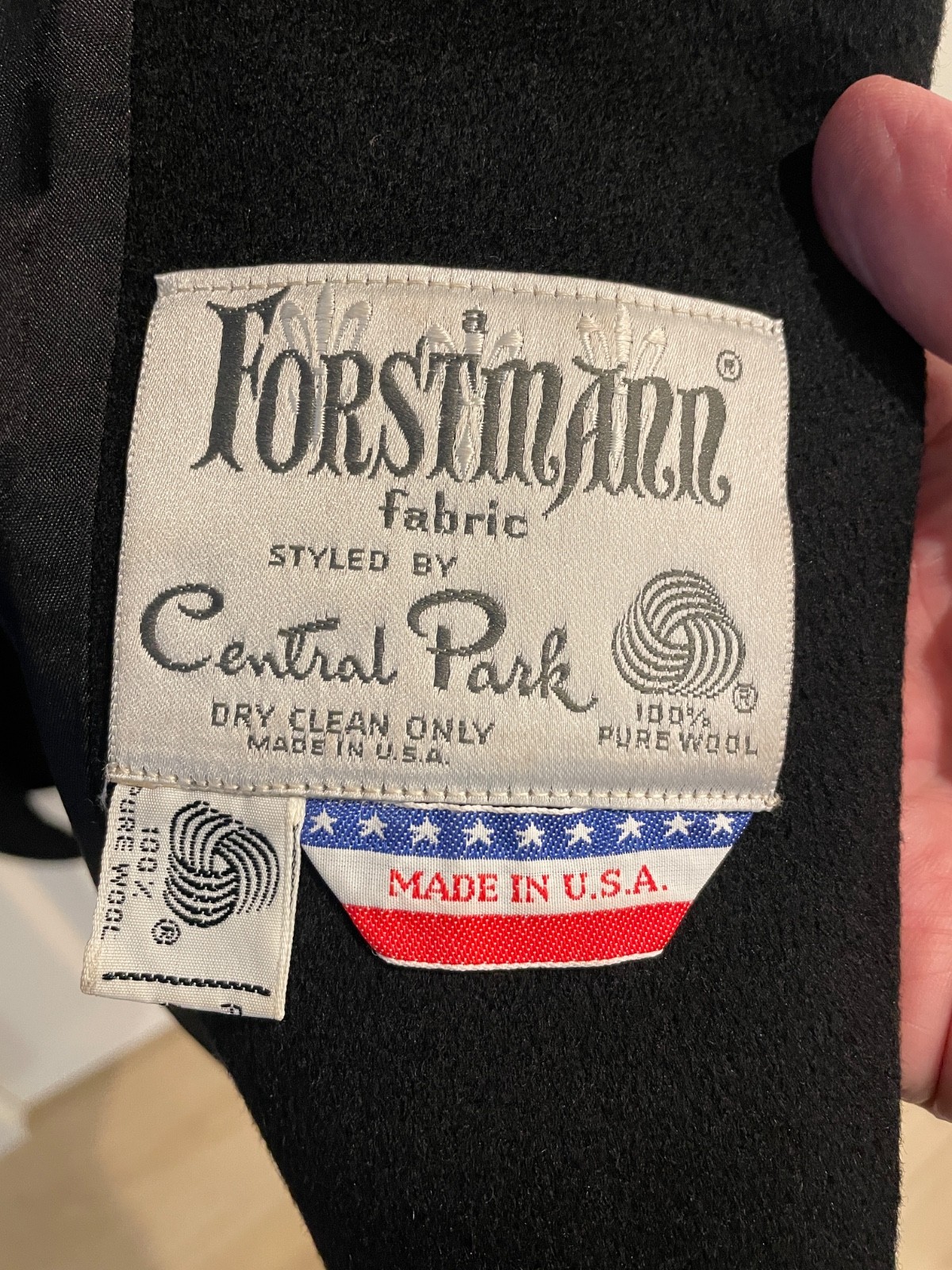 VTG Forstmann Fabric styled Central Park Wool Fur Collar Coat 12/14 Black USA