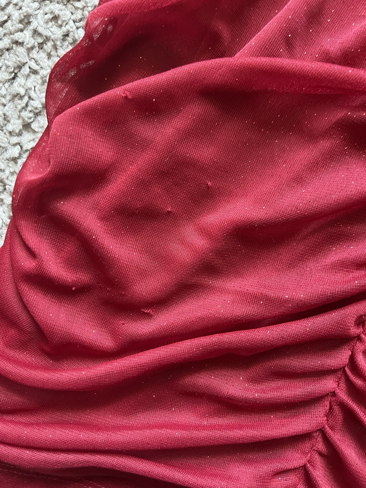 Y2K 2000s Taboo Dress Large Red Glitter Halter Mini Ruched Cocktail Party Club